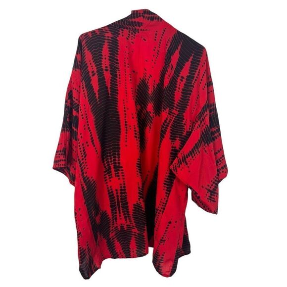 Red Leatherette Kimono One Size Short Sleeve - Picture 3 of 3